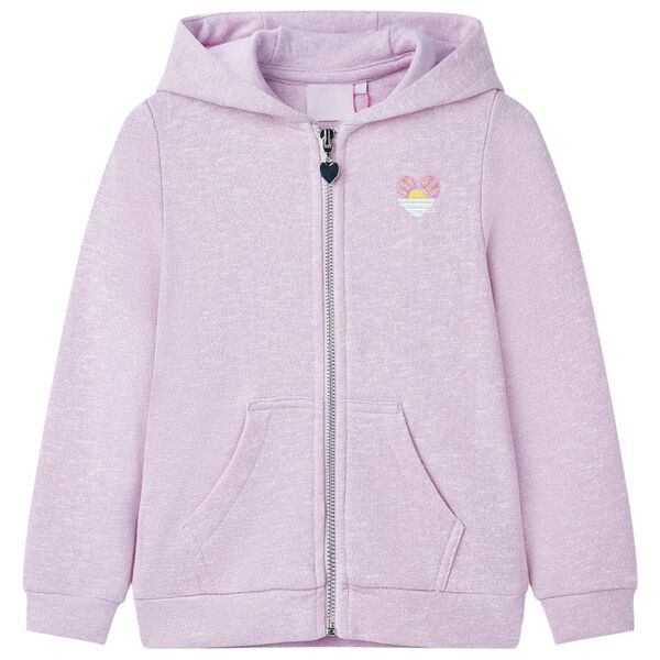 Sudadera infantil con capucha y cremallera lila mezcla 92