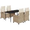 vidaXL Set comedor de jard&iacute;n 5 pzas con cojines rat&aacute;n sint&eacute;tico beige