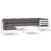 vidaXL Muebles de jard&iacute;n 7 pzas con cojines blanco madera de pino