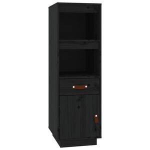 vidaXL Aparador alto de madera maciza de pino negro 34x40x108,5 cm