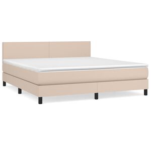 vidaXL Cama box spring con colch&oacute;n cuero sint&eacute;tico capuchino 160x200cm