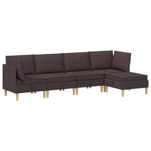 vidaXL Juego de sof&aacute; modular con almacenamiento 5 uds. Marr&oacute;n Oscuro