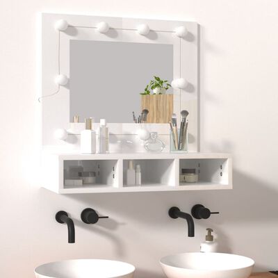 vidaXL Mueble con espejo y luces LED blanco brillante 60x31,5x62 cm