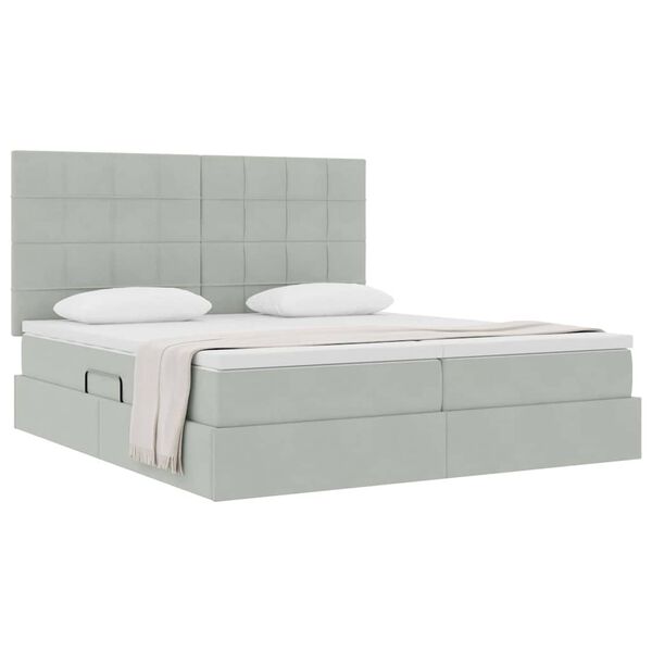 vidaXL Cama con almacenamiento Gris Claro 200 x 200 cm Terciopelo