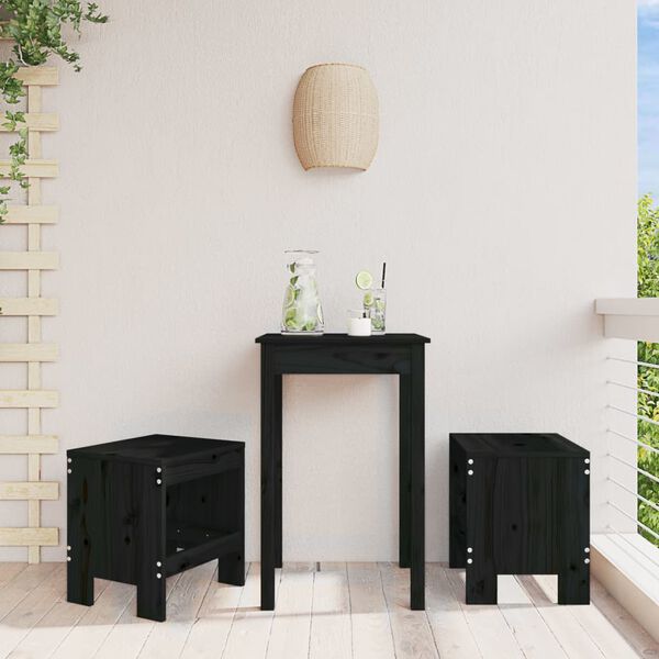 vidaXL Taburetes de jard&iacute;n 2 uds madera maciza pino negro 40x36x45 cm