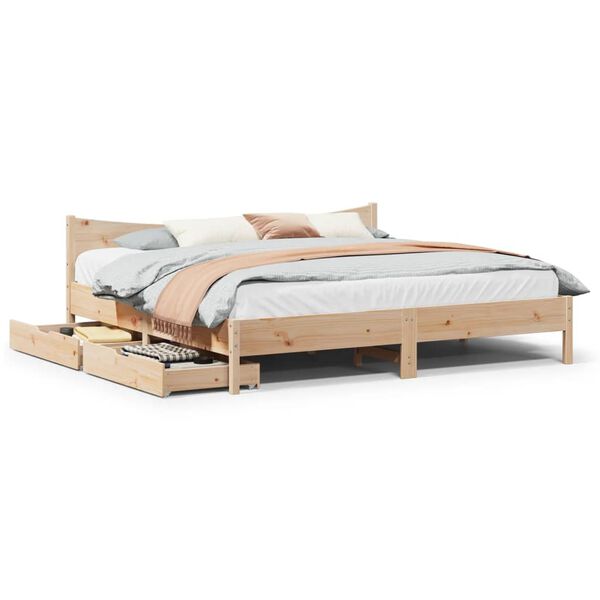 vidaXL Estructura de cama con cajones madera maciza de pino 200x200 cm