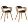 vidaXL Sillas de comedor 2 uds madera curvada y cuero sint&eacute;tico negro