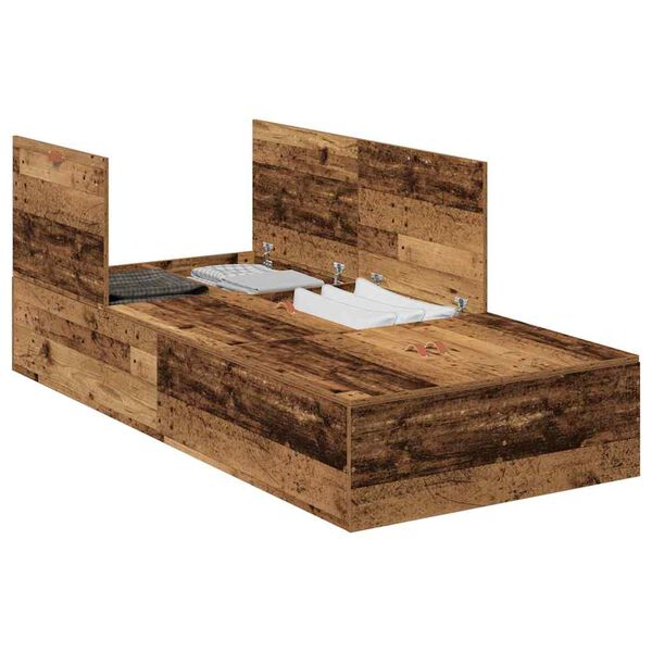vidaXL Cama con almacenamiento Madera Vieja 90 x 200 cm