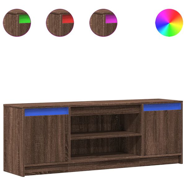 vidaXL Mueble de TV LED madera ingenier&iacute;a marr&oacute;n roble 139,5x34x50 cm
