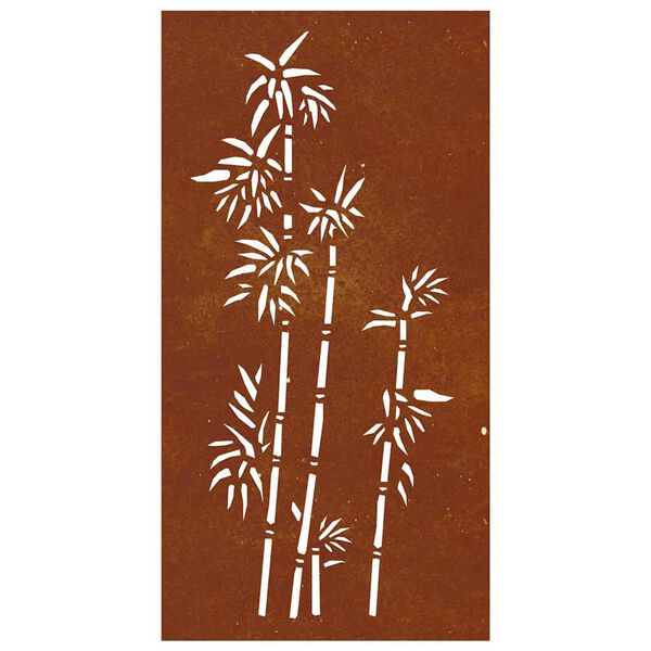 vidaXL Adorno de pared de jard&iacute;n acero corten dise&ntilde;o bamb&uacute; 105x55 cm