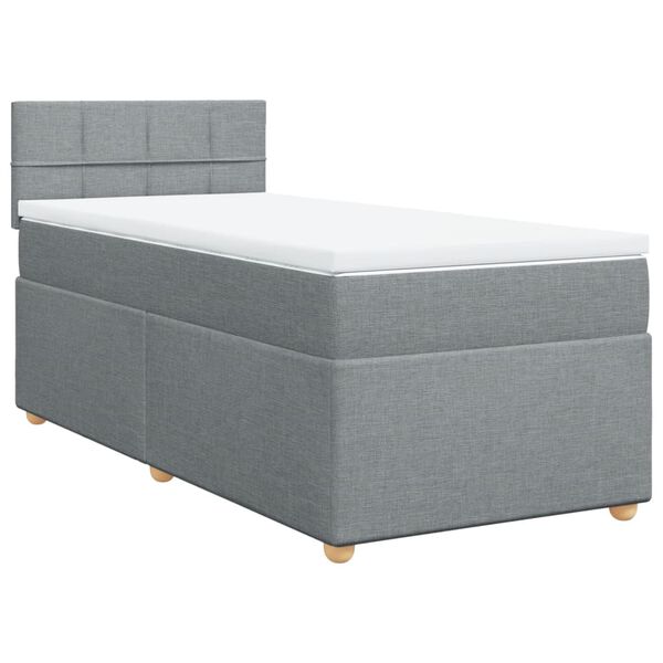 vidaXL Cama box spring con colch&oacute;n tela gris claro 90x200 cm