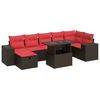 vidaXL Set sof&aacute;s jard&iacute;n y cojines 8 pzas rat&aacute;n sint&eacute;tico acacia negro