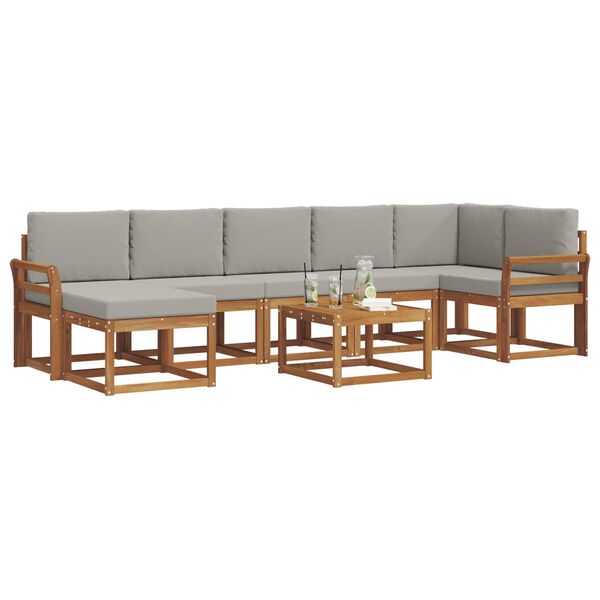 vidaXL Conjunto de sof&aacute;s de exterior 8 pcs Gris Natural y Claro