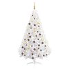 vidaXL Medio &aacute;rbol de Navidad con luces y bolas blanco 180 cm