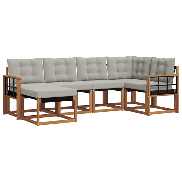 vidaXL Conjunto de sof&aacute;s de exterior 6 pcs Gris Natural y Claro