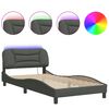 vidaXL Estructura de cama con LED sin colch&oacute;n Hvar tela gris oscuro 100x203 cm