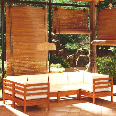vidaXL Muebles de jardín 6 pzas y cojines madera de pino marrón miel