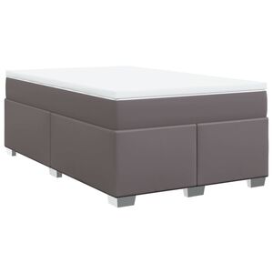 vidaXL Cama box spring con colch&oacute;n cuero sint&eacute;tico gris 120x200 cm