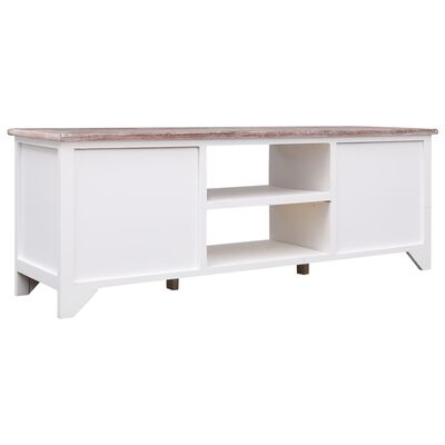 vidaXL Mueble para TV madera Paulownia blanco y marrón 115x30x40 cm