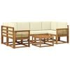 vidaXL Conjunto de sof&aacute;s de exterior 7 uds. Natural y Crema Poli&eacute;ster