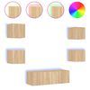 vidaXL Muebles de TV de pared con luces LED 5 piezas roble Sonoma