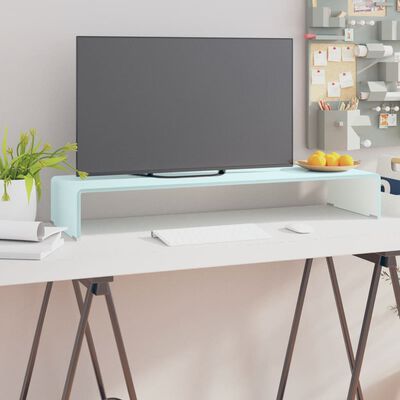 vidaXL Mueble TV/Elevador de monitor cristal verde 90x30x13 cm