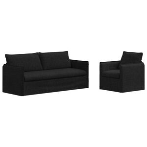 vidaXL Juego de Sof&aacute; 2 pcs Negro 196 x 82 x 85 cm Tela