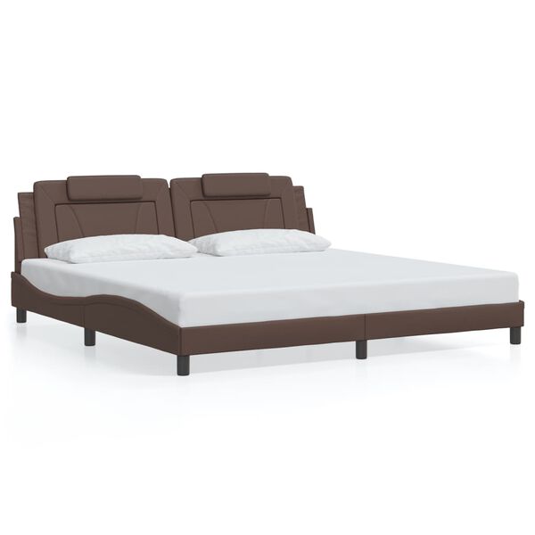 vidaXL Estructura de cama Viana sin colch&oacute;n cuero sint&eacute;tico marr&oacute;n 200x200cm