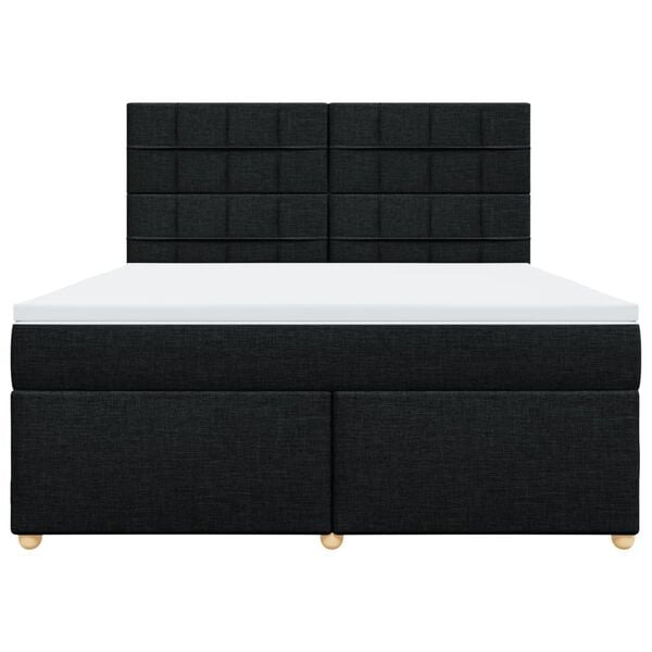 vidaXL Cama box spring con colch&oacute;n tela negro 180x200 cm