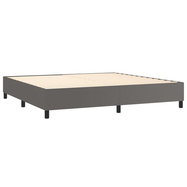 vidaXL Cama box spring con colch&oacute;n cuero sint&eacute;tico gris 200x200 cm