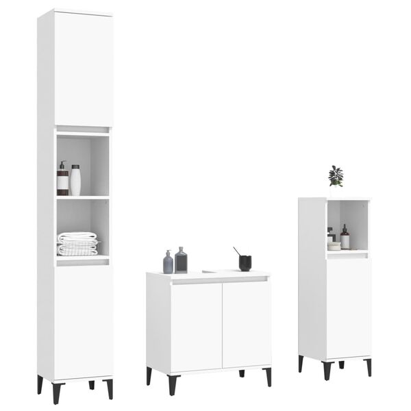 vidaXL Juego de muebles de baño 3 pzas madera contrachapada blanco