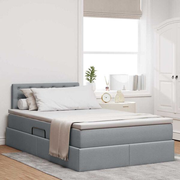 vidaXL Cama con almacenamiento y LED Gris Claro 120 x 190 cm tela