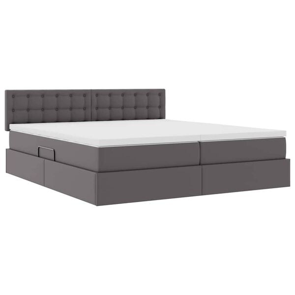 vidaXL Cama con almacenamiento Gris 180 x 200 cm Cuero sint&eacute;tico