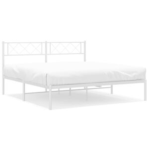 vidaXL Estructura cama sin colch&oacute;n con cabecero metal blanco 160x200cm