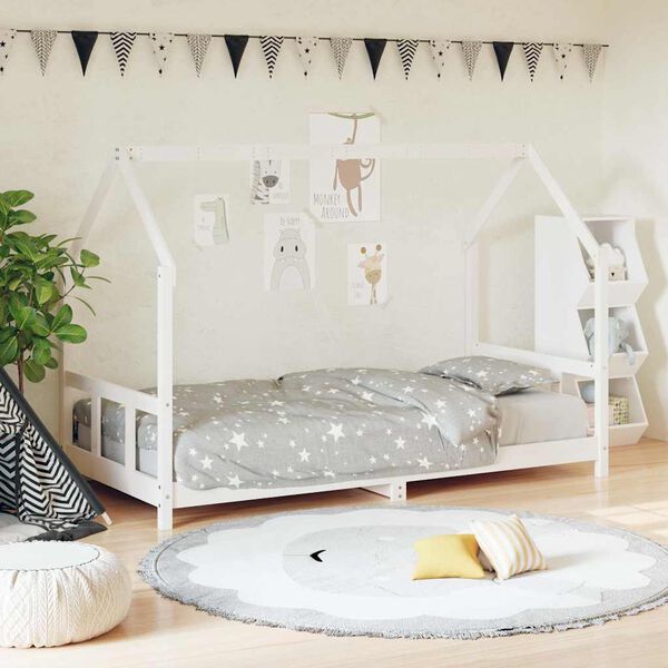 vidaXL Estructura de cama para ni&ntilde;os madera de pino blanco 90x200 cm