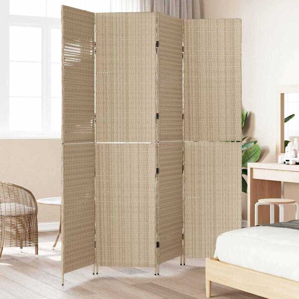 vidaXL Separador de habitaciones Beige 195 x 180 cm ratán sintético