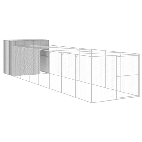vidaXL Caseta perros corral acero galvanizado gris claro 214x865x181cm