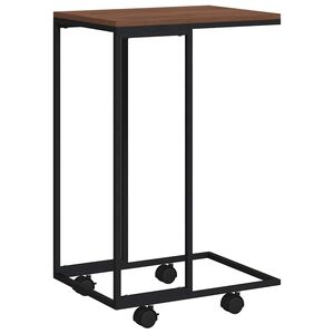 vidaXL Mesa auxiliar con ruedas de contrachapado negro 40x30x63,5 cm
