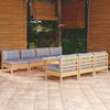 vidaXL Juego de muebles de jardín 8 pzas y cojines madera pino gris