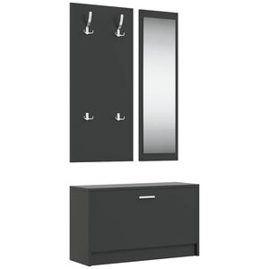 vidaXL Conjunto de zapatero 3 en 1 madera contrachapada negro