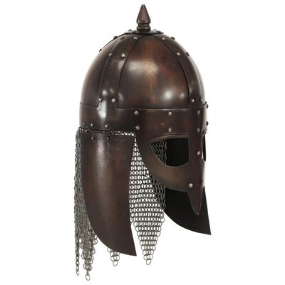 vidaXL Réplica de casco de guerrero vikingo LARP acero cobre