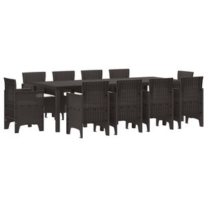 vidaXL Conjunto de Comedor de Jard&iacute;n 11 pcs Marr&oacute;n Polipropileno