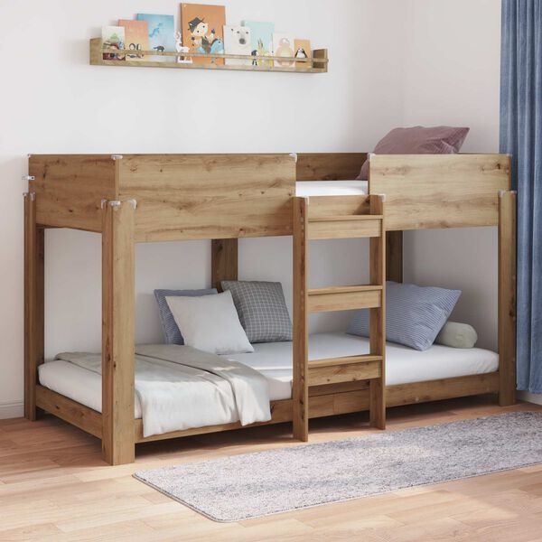 vidaXL Cama Litera para Ni&ntilde;os con colch&oacute;n Roble artesanal 100 x 190 cm