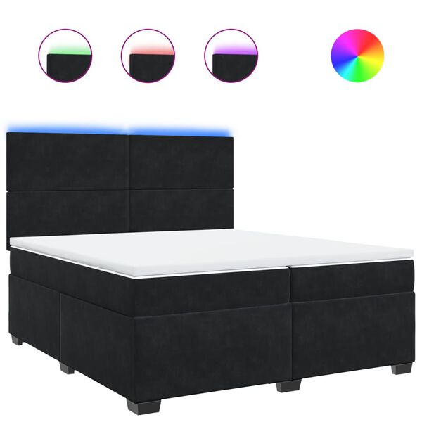 vidaXL Cama box spring con colch&oacute;n terciopelo negro 200x200 cm