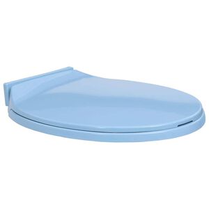 vidaXL Tapa y asiento de v&aacute;ter con cierre suave ovalada azul