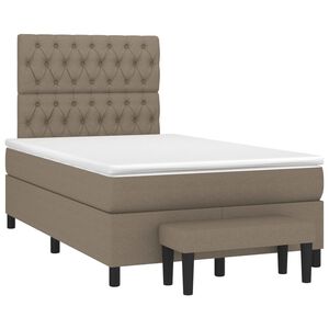 vidaXL Cama box spring con colch&oacute;n tela gris taupe 120x190 cm