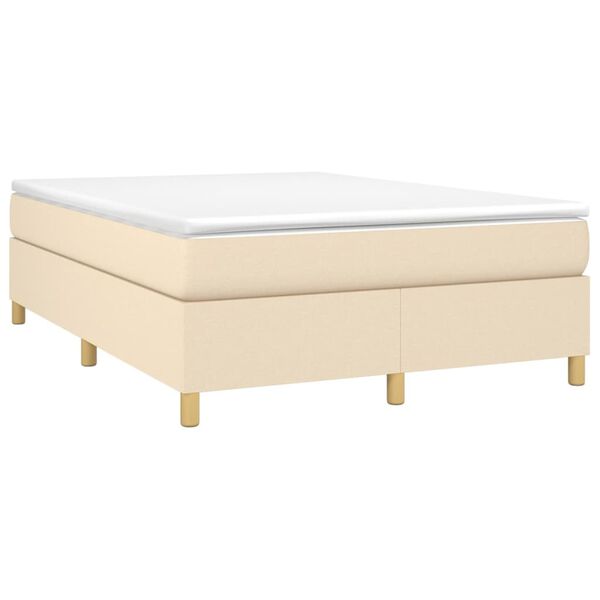 vidaXL Cama box spring con colch&oacute;n tela color crema 140x200 cm