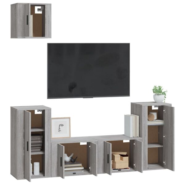 vidaXL Set de muebles para TV 5 pzas madera contrachapada gris Sonoma