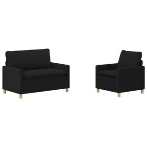 vidaXL Juego de Sof&aacute; 2 uds. Negro Tela