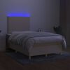 vidaXL Cama box spring con colch&oacute;n y LED tela crema 120x200 cm